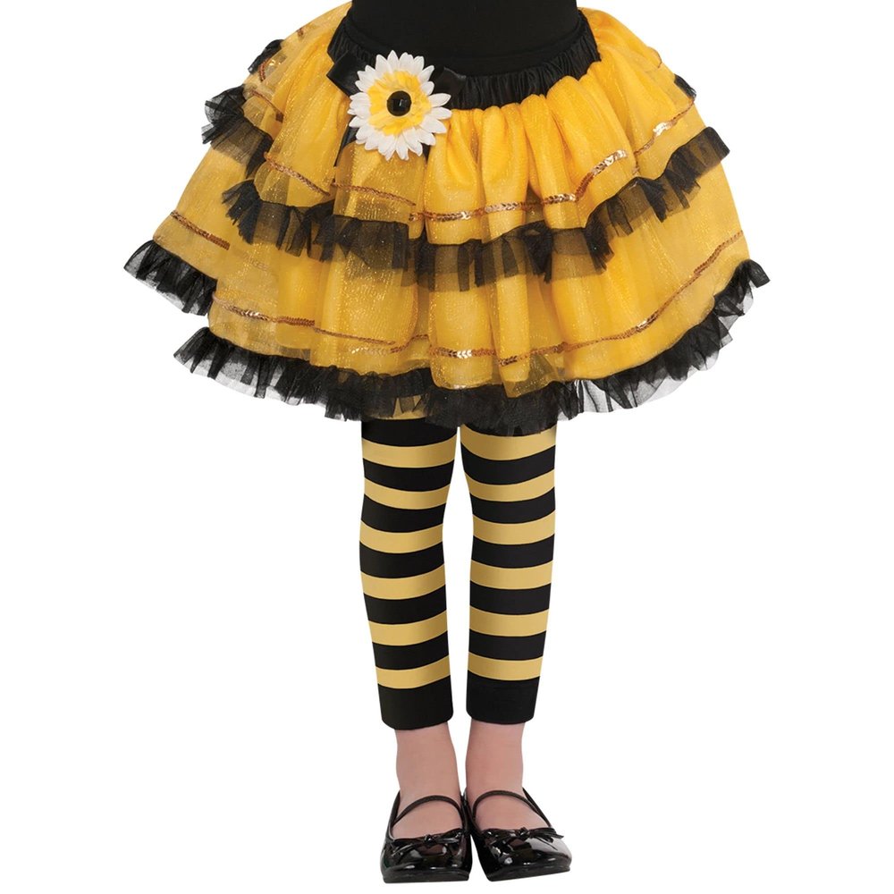 Bumblebee Footless Tights - Child Standard Size, Black/Yellow - 2 Pcs