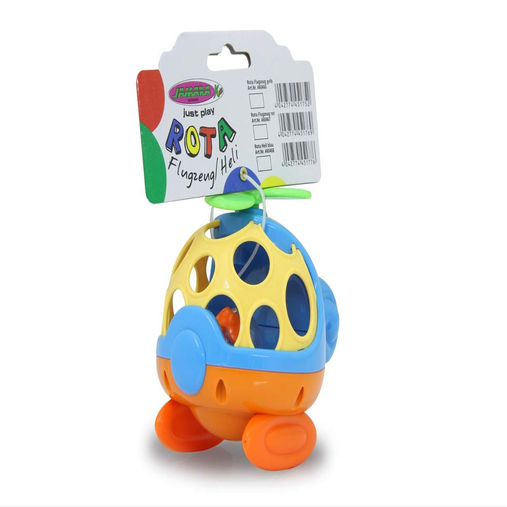 JAMARA Rota Heli 460468 Softball with Geometric Holes, Rotating Plastic Ball, Promotes Motor Skills and Imaginative Play, Blue