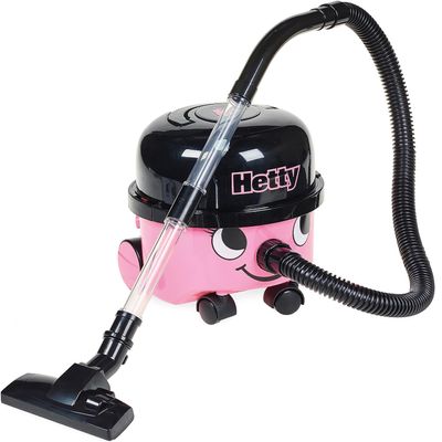 Casdon Henry & Hetty Toys - Hetty Vacuum Cleaner - Pink Vacuum Cleaner Toy with Real Function & Nozzle Accessories - Kids Cleaning Set - for Children Aged 3+