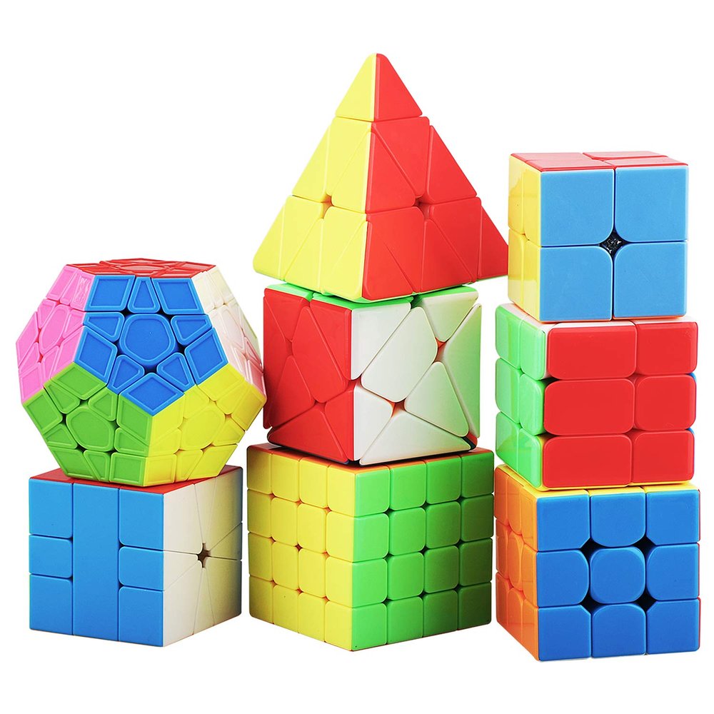 STEAM Life Speed Cube Set 8 Pack Magic Cube | Includes 3x3, 2x2, 4x4 Speed Cube, Pyramid Cube, Megaminx Cube Bundle Collection Cube Toys for Kids & Adults