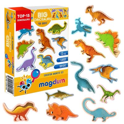 Dinosaur Magnets - Fridge Magnet for Kids -15 Large Fridge Magnets for Toddlers -Refrigerator Magnet for Children - Baby Magnetic Animal - Toddler Toys Magnetic Baby Toys