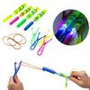 Slingshot Flying with LED Lights Glow The Dark Party,12 Launchers + 12 LED Helicopters,Slingshot Amazing Arrow Helicopter Glow Supplies for Kids (24 Pieces) view 2