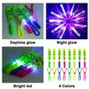 Slingshot Flying with LED Lights Glow The Dark Party,12 Launchers + 12 LED Helicopters,Slingshot Amazing Arrow Helicopter Glow Supplies for Kids (24 Pieces) view 3