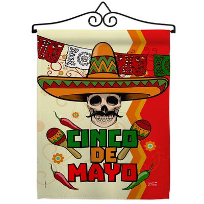 Angeleno Heritage Calavera Cinco de Mayo Garden Flag Set Wall Hanger Summertime Party Cactus Pinata Sombrero Mexican Fiesta Outdoor Small Decorative Gift Yard House Banner Made in USA 13 X 18.5