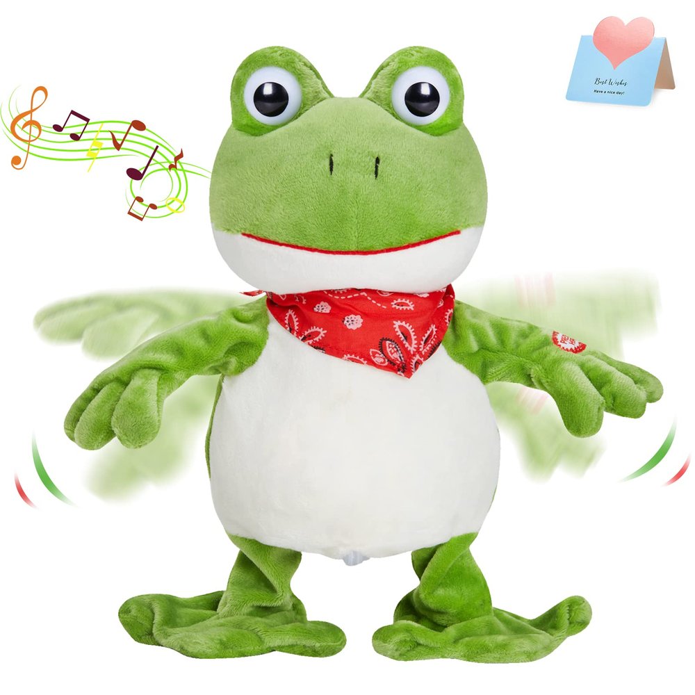 Houwsbaby 12 Green Frog Toy Croaking Frog Musical Stuffed Animal Frolick Froggy Shaking and Waving Electronic Interactive Animate Plush Toy Birthday Holiday Present
