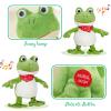 Houwsbaby 12 Green Frog Toy Croaking Frog Musical Stuffed Animal Frolick Froggy Shaking and Waving Electronic Interactive Animate Plush Toy Birthday Holiday Present view 4