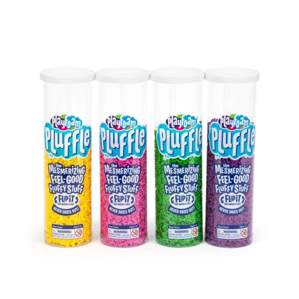 Educational Insights Pluffle 4-Pack - Sensory Bin Foam Set, No Mess Alternative to Sand Toys & Slime for Toddlers, Fun Sensory Table Filler for Home or Classroom, Gift for Kids Ages 3+