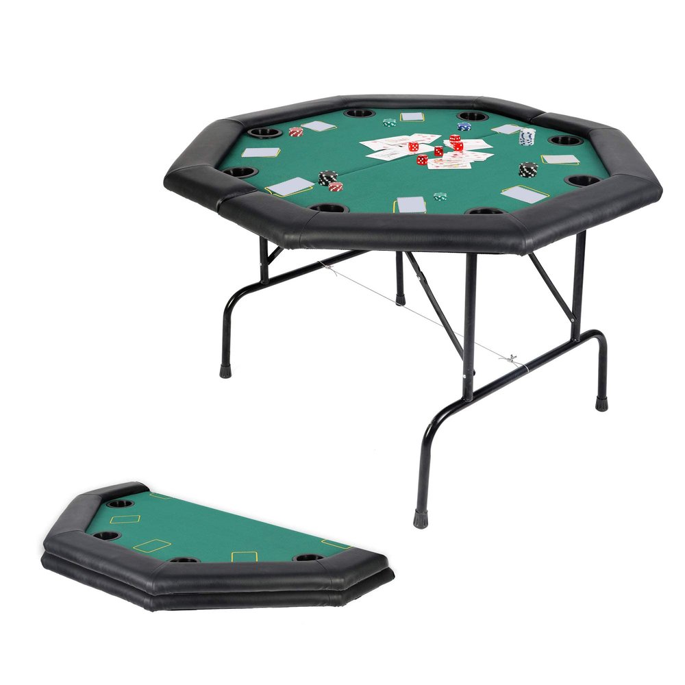 Dporticus 48 Texas Holdem Poker Table for 8 Player Casino Style Folding Card Games Gambling Table Lightweight Portable