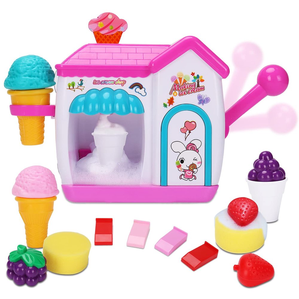 AugToy Bath Toys for Toddlers 3-5 Years, Ice Cream Foam Maker Bath Toys for Kids Ages 4-8, Bubble Pretend Cake Play Set Bathtub Toys Age 3 4 5 Year Old Girls Boys Valentines Birthday Gifts Idea