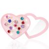 Hifot 12 pcs Girls Crystal Adjustable Rings, Princess Jewelry Finger Rings with Heart Shape Box, Girl Pretend Play and Dress up Rings for Children Kids Little Girls - Random view 1