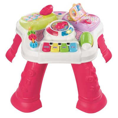 VTech Play & Learn Baby Activity Table, Baby Play Centre, Educational Baby Musical Toy with Shape Sorting, Sound Toy with Music Styles for Babies & Toddlers from 6 Months+, Boys & Girls, Pink