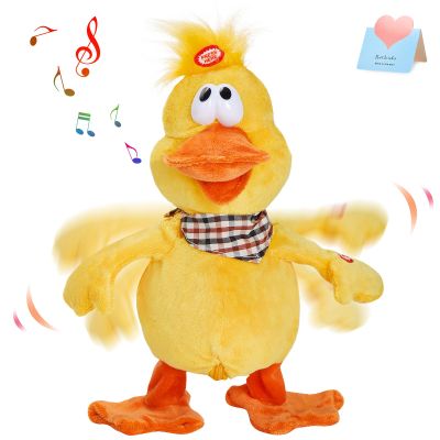 Houwsbaby 12'' Electronic Squawking Duck Toy,Electronic Quacking Musical Duck Stuffed Animal,Interactive Walking Singing Waving Duck Plush Toy Present for Kids Boys Girls Holiday Birthday
