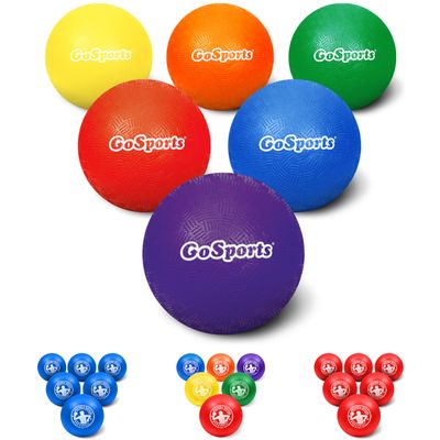GoSports 5 Inch Inflatable No Sting Dodgeball 6 Pack Includes Ball Pump & Mesh Bag