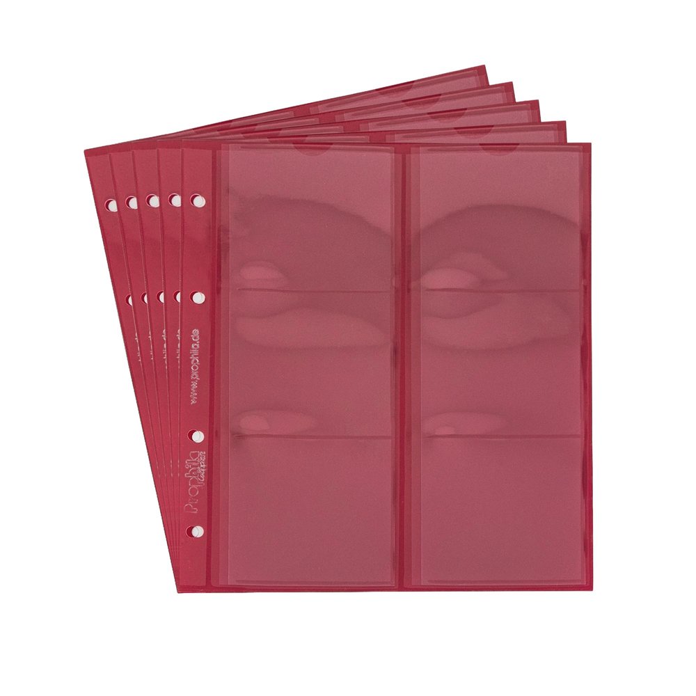 5 Prophila Coin Sheets, 6 Pockets up to 64 mm Diameter