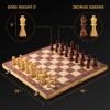 15" x 15" Magnetic Wooden Folding Chess Set with 2 Extra Queens, Handmade Game Board Interior for Storage for Adult Kids Beginner Large Chess Board view 4
