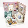 1:18 Scale Cool Beans Boutique Miniature Dollhouse DIY Kit - Family Room with Blue Piano and Dust Cover (English Manual) view 2