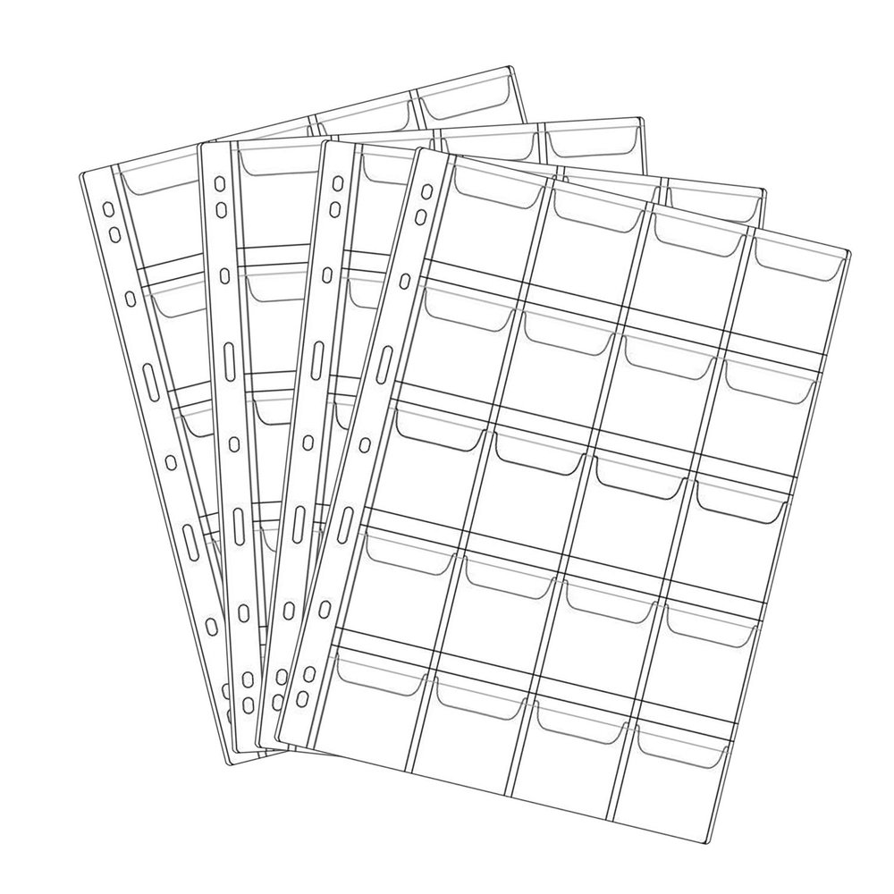 20 Pocket Coin Pages, 10 Sheets Plastic Coin Holders Stamp Collector Supplies for Coin Stamp Currency Collection