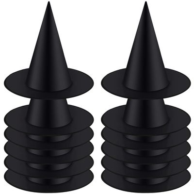 Aneco Costume Headwear 12 Pcs Halloween Witch Hats, Black, One Size, Costume Accessory Caps, Floating Home Yard Porch Decor for Party