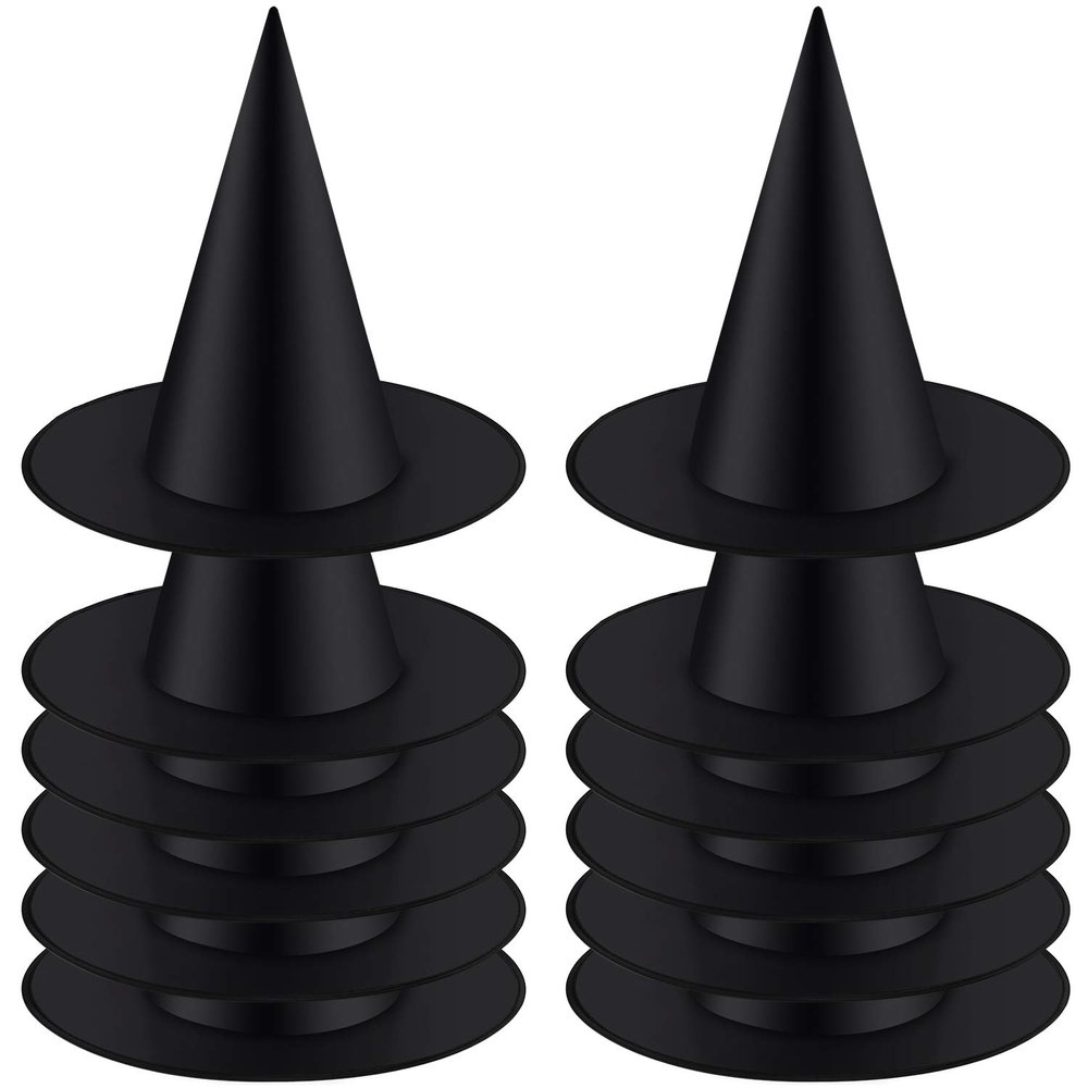 Aneco Costume Headwear 12 Pcs Halloween Witch Hats, Black, One Size, Costume Accessory Caps, Floating Home Yard Porch Decor for Party