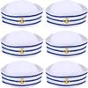 Syhood 6 Pieces Sailor Captain Navy Hat Blue with White Sail Hats for Kid Navy Costume Dressing Up Party Accessory(Classic Style) view 1