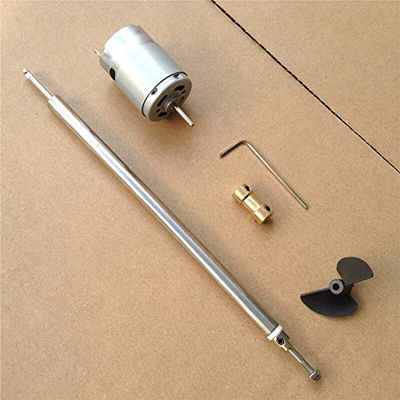 Hockus Accessories 1Set RC Boat Power Kit 380 Motor+3mm Drive Shaft+32mm 2Blades Propeller+2.3 to 3mm Copper Couplings for Bait Boats Power Supply - (Color: with 20cm Shaft)