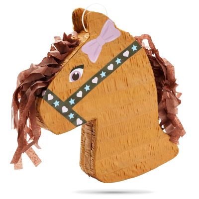 BLUE PANDA Horse Pinata - Small 12 x 16 x 3 in Brown & Pink Paper - Farm & Western Pinata for Horse Party & Pony Birthday Decorations