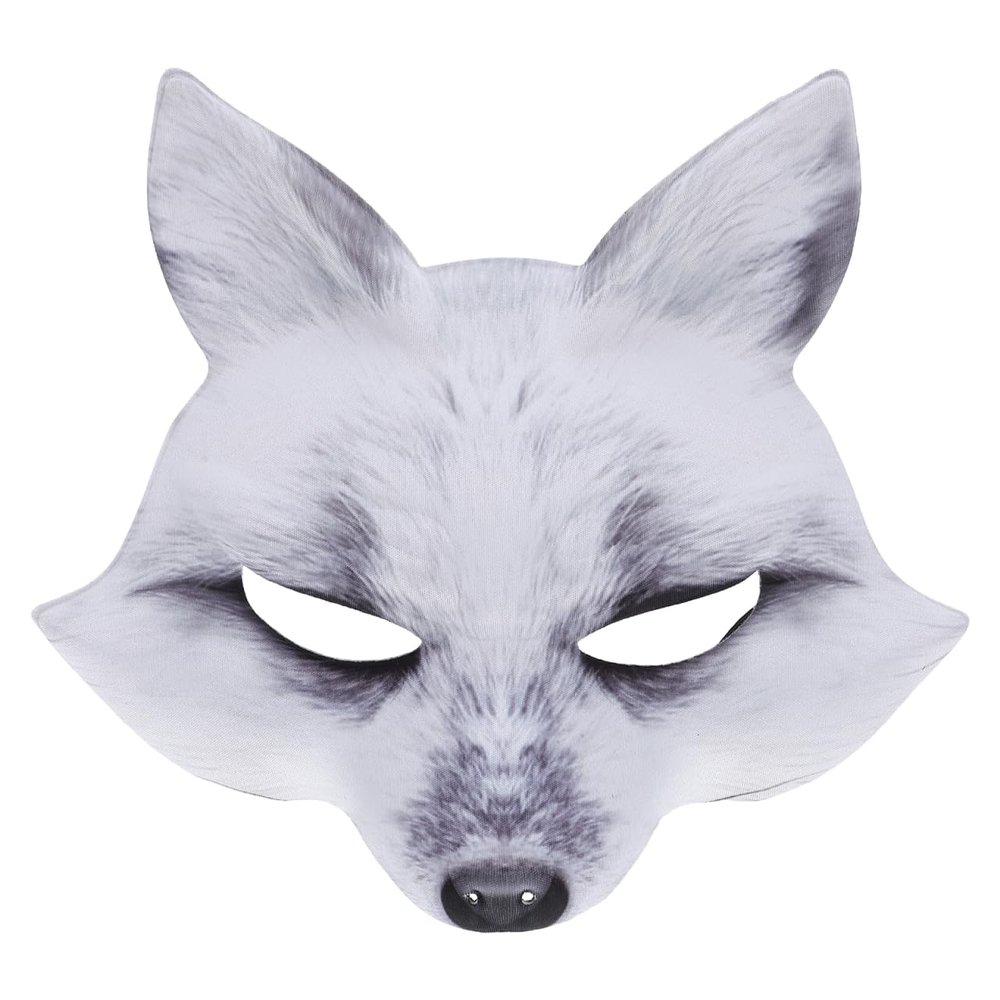 Amosfun Fox Mask Halloween Party Half Face Eva Masks Adjustable Strap Lightweight for Cosplay Costume Events