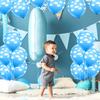 100 Pieces 12 Inch Blue and White Cloud Balloons with 2 Rolls Plastic Ribbons Mid Blue with Clouds Matte Latex Balloons for Boys Girls Birthday Party Baby Shower Party Decorations Supplies view 2