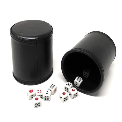 Thy Collectibles Dice Cup with 5 Dices, PU Leather Professional Dice Shaker Cup Set for Yahtzee/Craps/Backgammon or Other Dice Games, 2 Pack