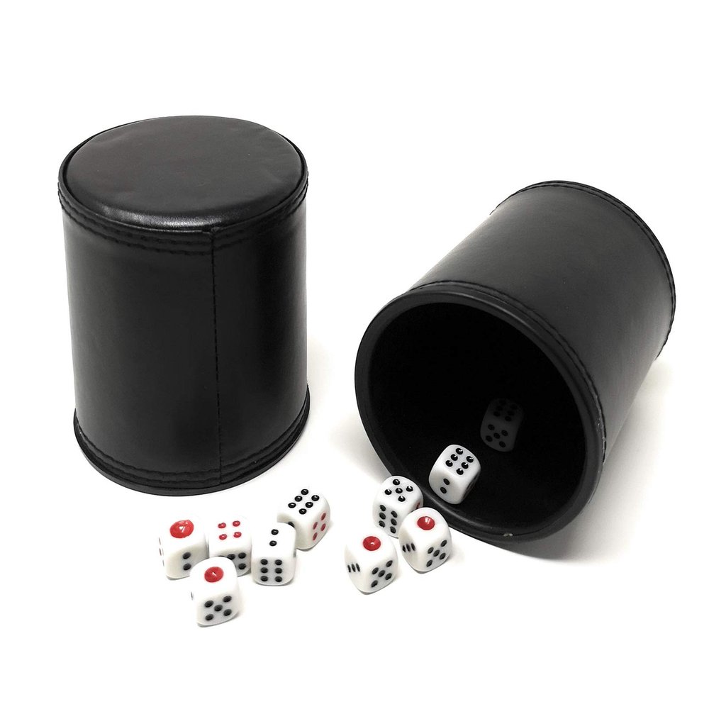 Thy Collectibles Dice Cup with 5 Dices, PU Leather Professional Dice Shaker Cup Set for Yahtzee/Craps/Backgammon or Other Dice Games, 2 Pack