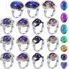 Hicarer 15 Pieces Mood Rings for Kids Adjustable Mixed Color Changing Mood Rings Gifts for Girls Boys Costume Props Birthday Party Favors and Goodie Bag Fillers(Stylish) view 1