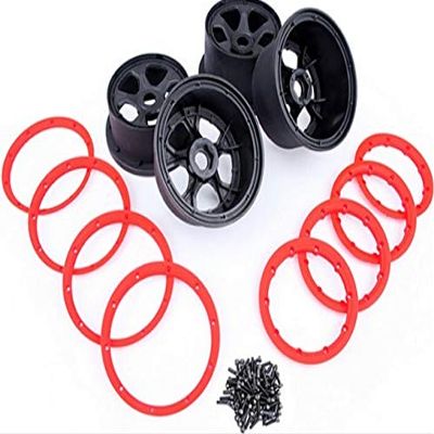Hockus Accessories Beadlock Wheels Bajer 5b hlwg Rim pentastar Set 85243 for #112457 bajer 5B SS #110190 KINGMOTOR ROVAN Gas 26cc-30.5CC Gas Buggy - (Color: with Blue Ring)