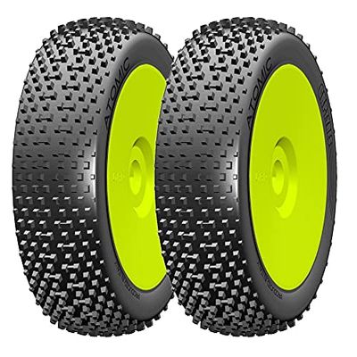 GRP GBY05X 1:8 Buggy Atomic X ExtraSoft Mounted Tires w/Yellow Wheel (2) : F/R