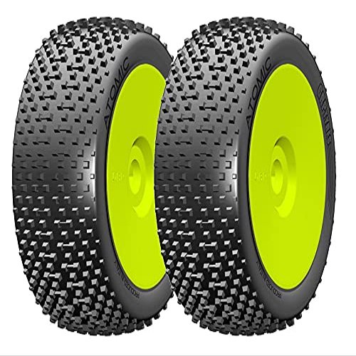 GRP GBY05X 1:8 Buggy Atomic X ExtraSoft Mounted Tires w/Yellow Wheel (2) : F/R