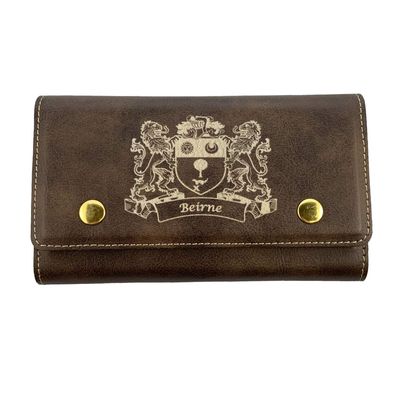 Beirne Irish Coat of Arms Leather Card & Dice Set