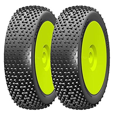 GRP GBY05B 1:8 Buggy Atomic B Medium Mounted Tires w/Yellow Wheel (2) : F/R