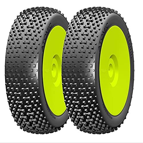 GRP GBY05B 1:8 Buggy Atomic B Medium Mounted Tires w/Yellow Wheel (2) : F/R