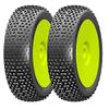 GRP GBY05B 1:8 Buggy Atomic B Medium Mounted Tires w/Yellow Wheel (2) : F/R view 1