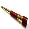 Antique Shiny Solid Brass Victorian Style Brown Leather Telescope Nautical Vintage Spyglass Scope view 1