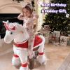 PonyCycle Unicorn Ride on Toy Riding Unicorn with Brake (30" Height/Size 3 for Age 3-4) White Ride on Unicorn Giddy up Ride Horse Pony Music Sounds Birthday Gifts Plush Animal Rideable Horse Ux304 view 2