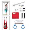 DreamGYM Doorway Sensory Swing Kit - Red Compression Swing and Trapeze Bar with Blue Gym Rings Combo view 1