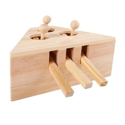 E-HOLISTIC LIFESTYLE Pet Indoor Interact Solid Wooden Exercise Toy 5-Holed