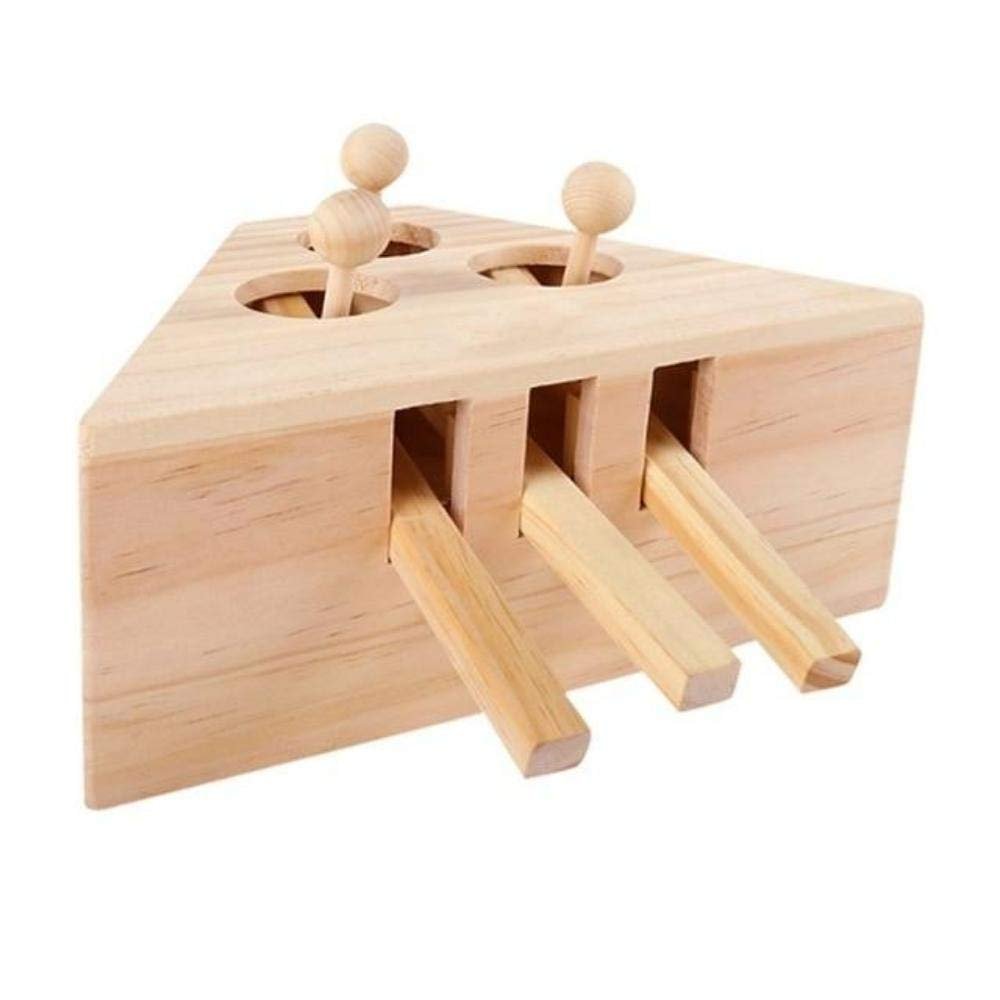E-HOLISTIC LIFESTYLE Pet Indoor Interact Solid Wooden Exercise Toy 5-Holed