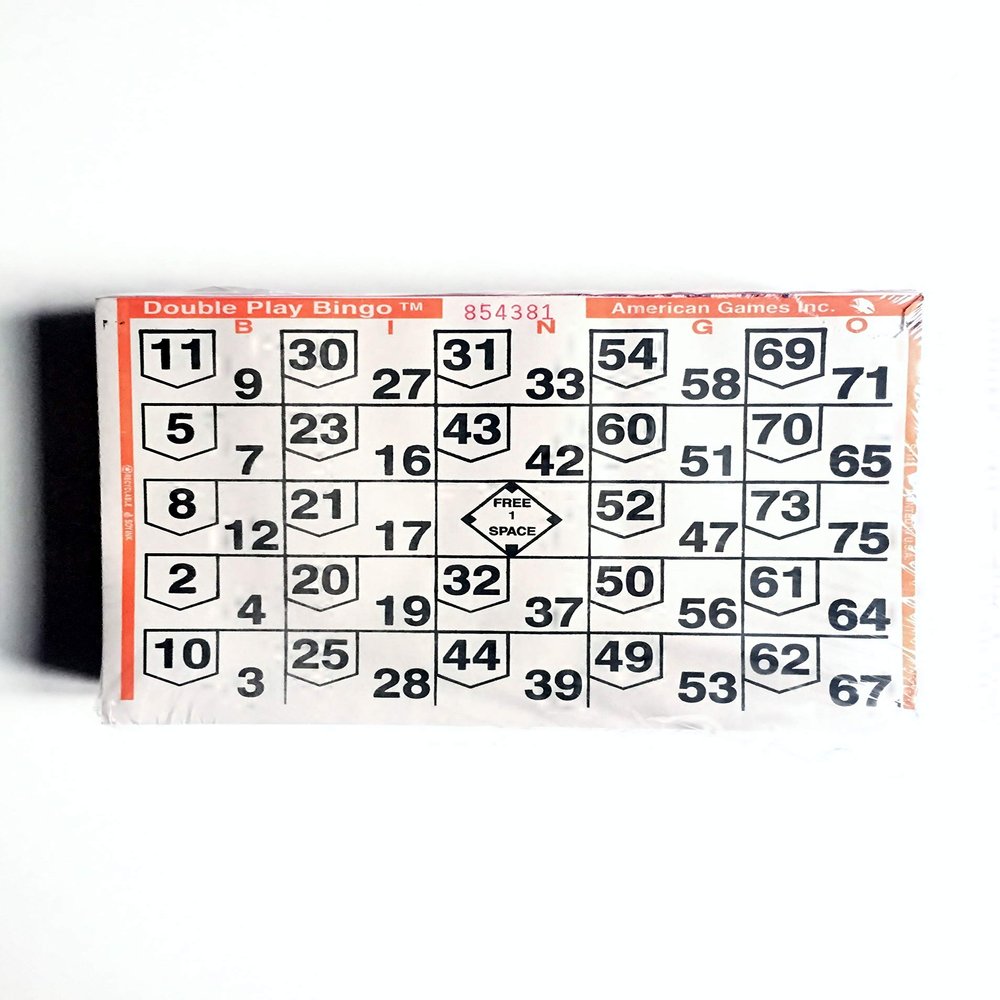 MDXSB United Novelty 1 on Double Action Double Play Bingo Paper Game Cards- Pack of 500- Orange