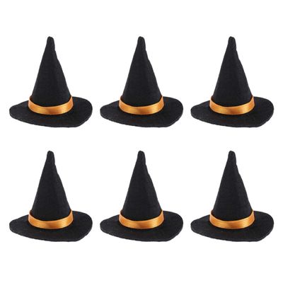 6pcs Mini Felt Witch Hats Handmade Wine Bottle Decor for Halloween Party Favors DIY Hair Accessories Crafts