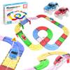 PicassoTiles Magnetic Tiles Race Track Car Thrilling Toy Playset Includes 2 Racing Trucks STEM Educational Magnet Tile Building Block Construction Set for Toddlers Boys Girls Ages 3 and Older PTR30 view 1
