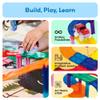 PicassoTiles Magnetic Tiles Race Track Car Thrilling Toy Playset Includes 2 Racing Trucks STEM Educational Magnet Tile Building Block Construction Set for Toddlers Boys Girls Ages 3 and Older PTR30 view 2