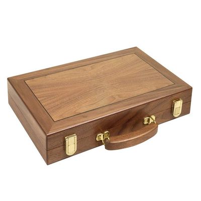 15-inch Wood Backgammon Set - Walnut Burl Board - Inlaid Veneer Field