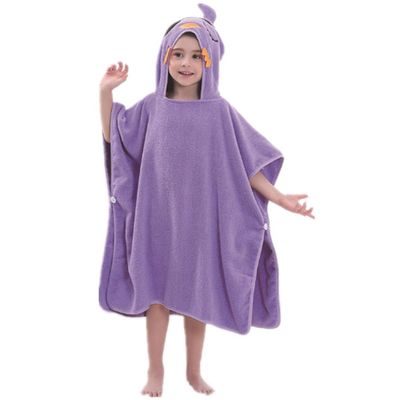 Cotton Hooded Beach Bath Pool Poncho Towel Baby Girls Boys Cartoon Soft Bathrobe Age 0-7 Year (Violet, 70140CM (Suitable 0-7 Years))