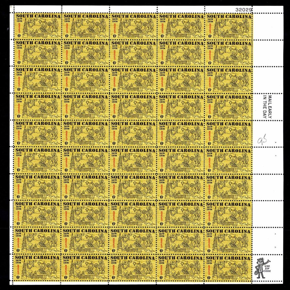 South Carolina Complete 6 Cent Sheet of 50 Stamps Scott 1407